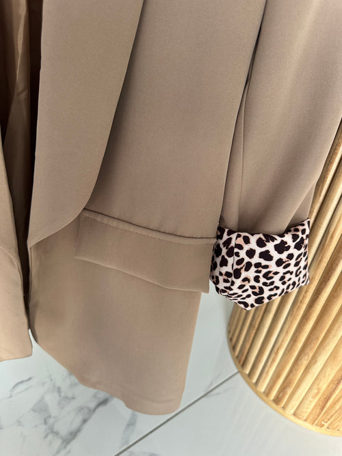 Blazer camel revers léopard