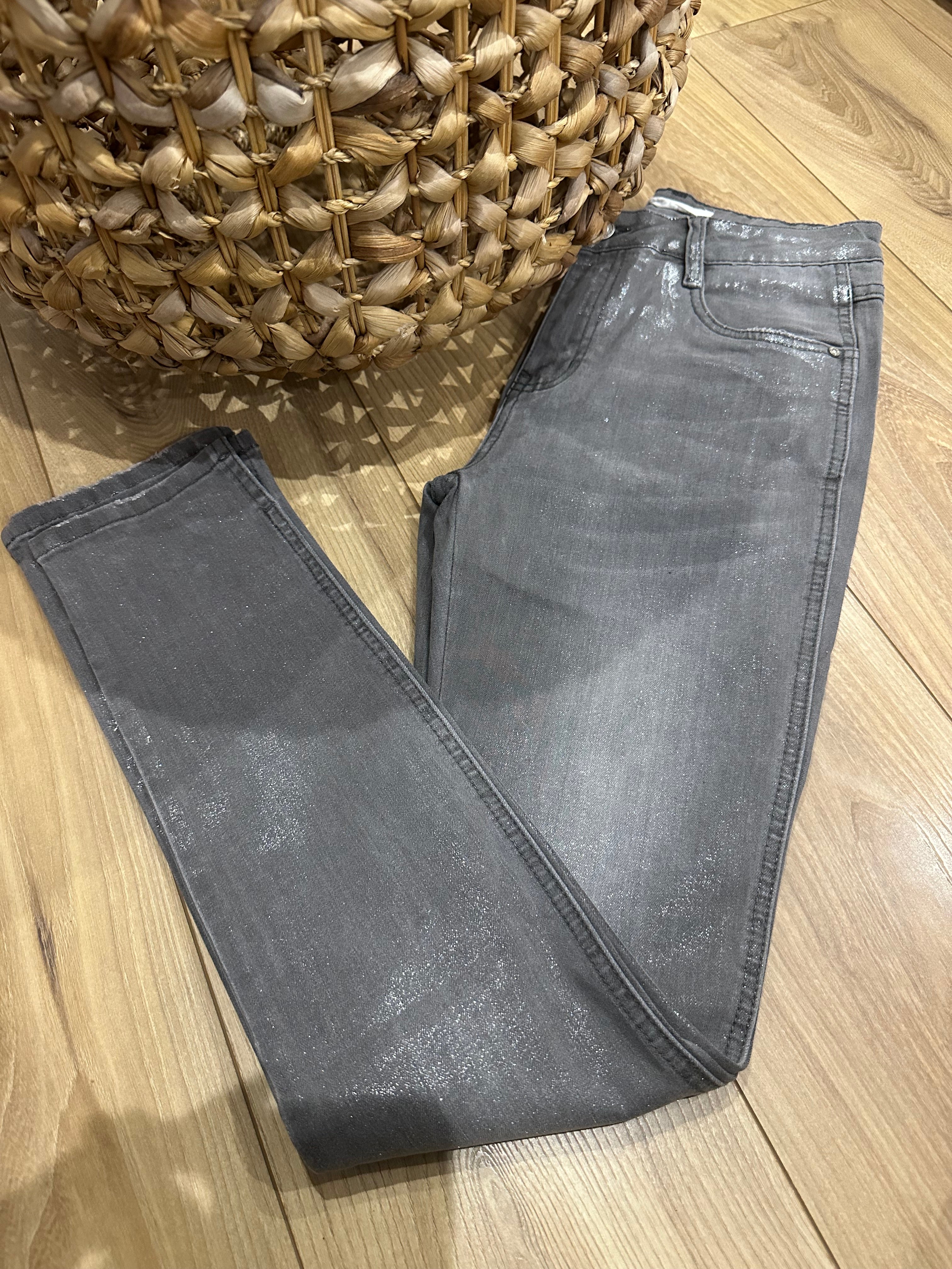 Jean slim gris pailleté