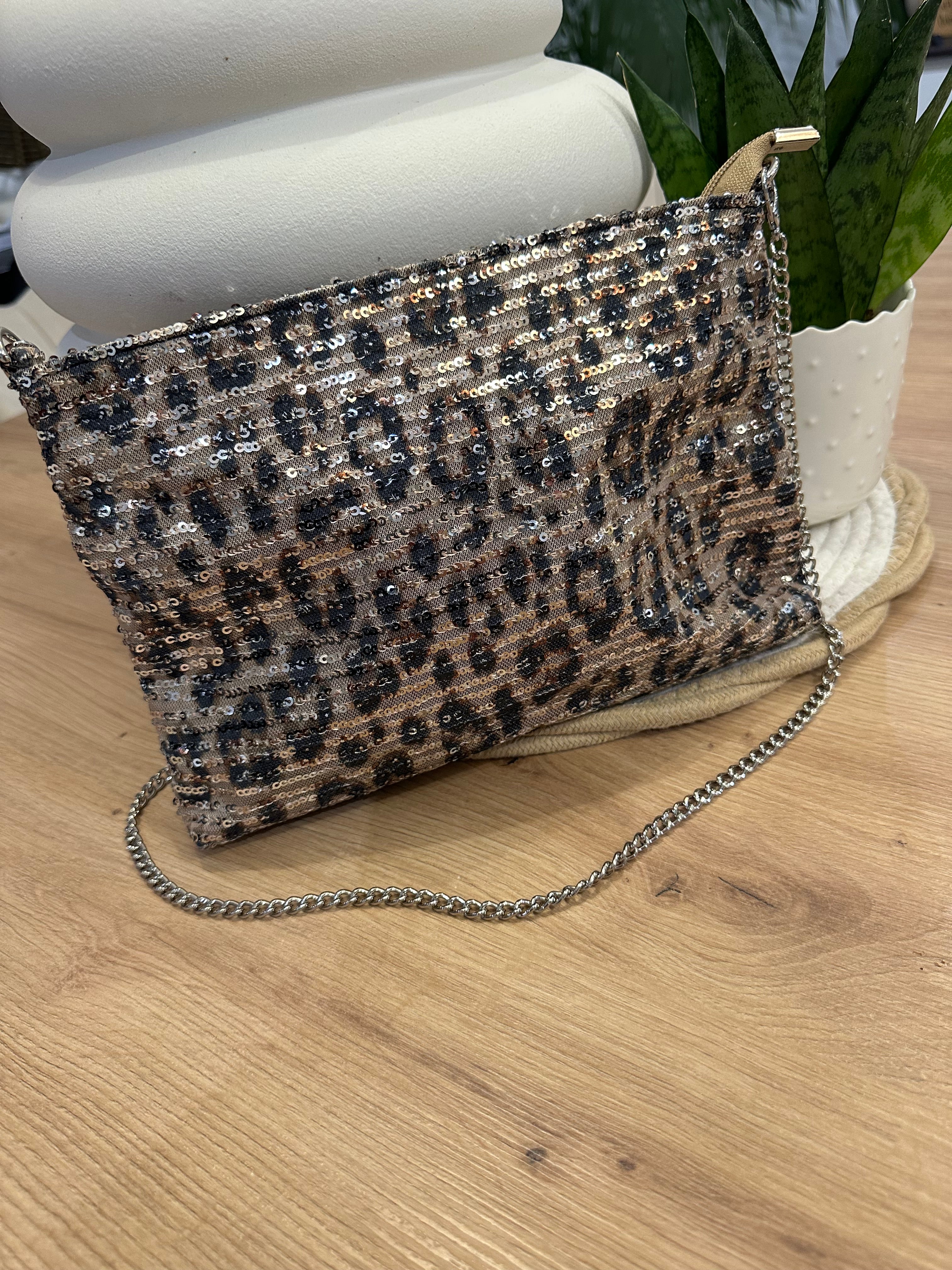 Pochette sequins léopard