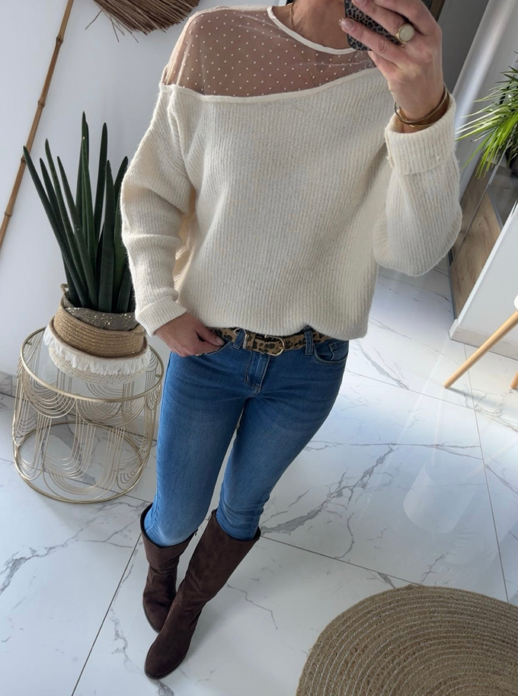 Pull blanc cassé