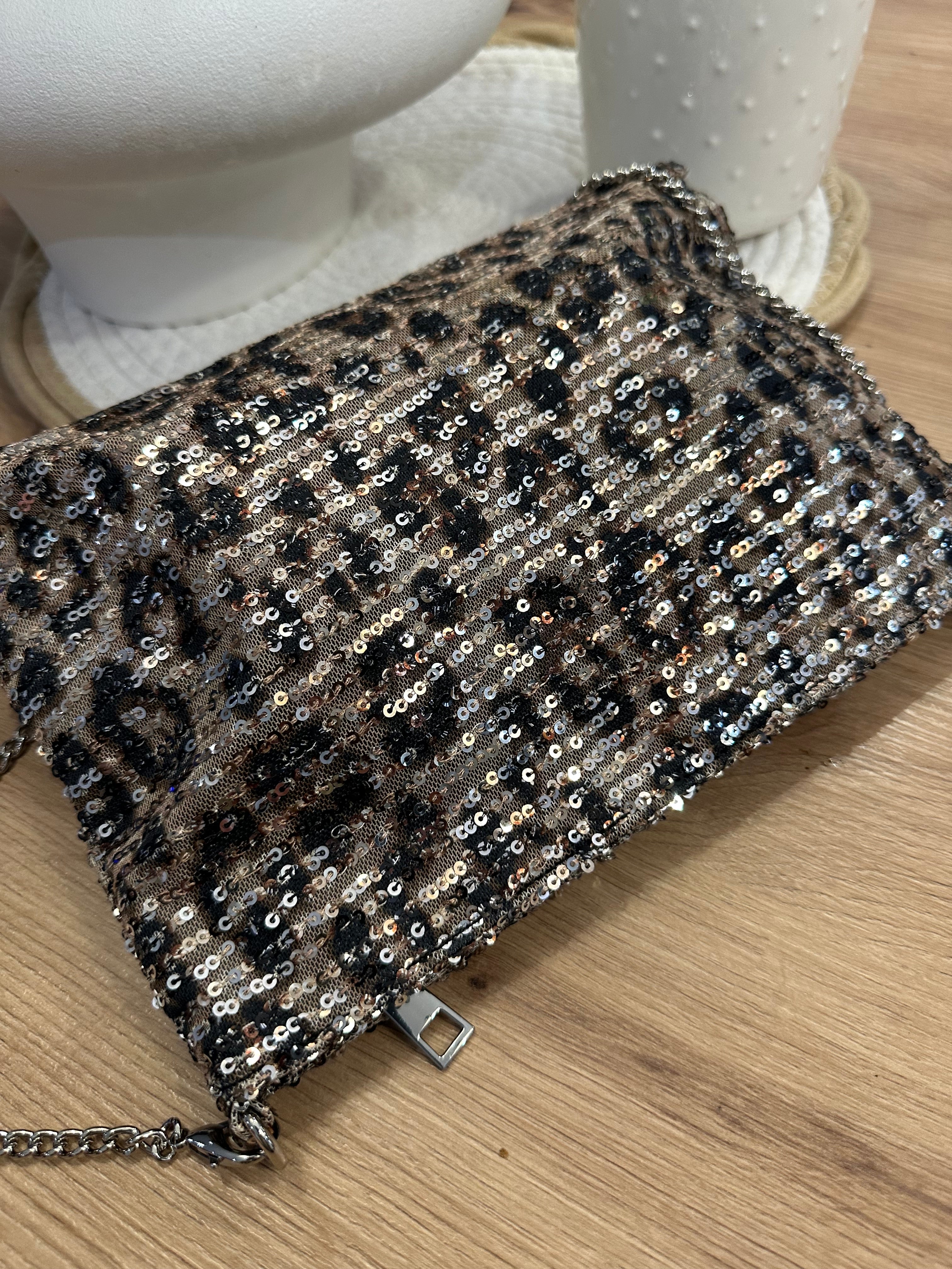 Pochette sequins léopard