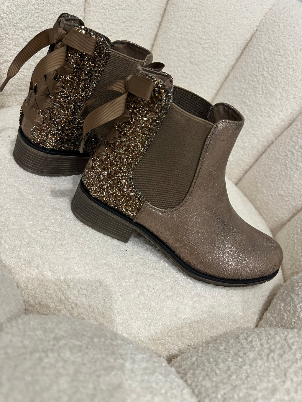 Bottines paillettes bronze