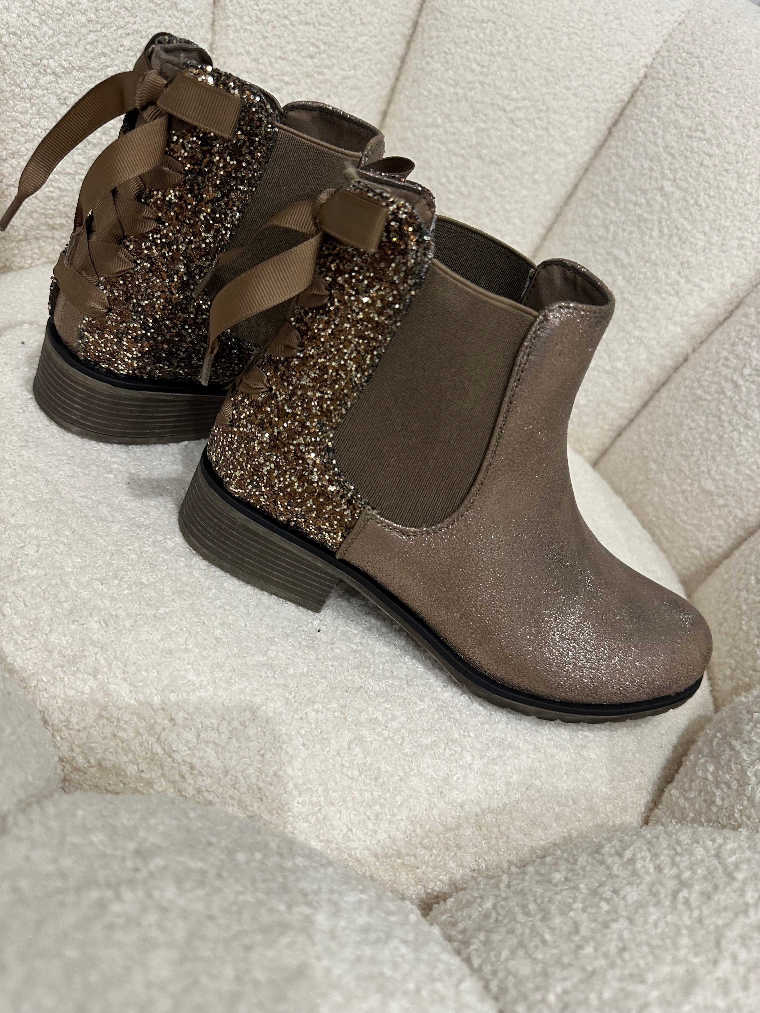 Bottines paillettes bronze