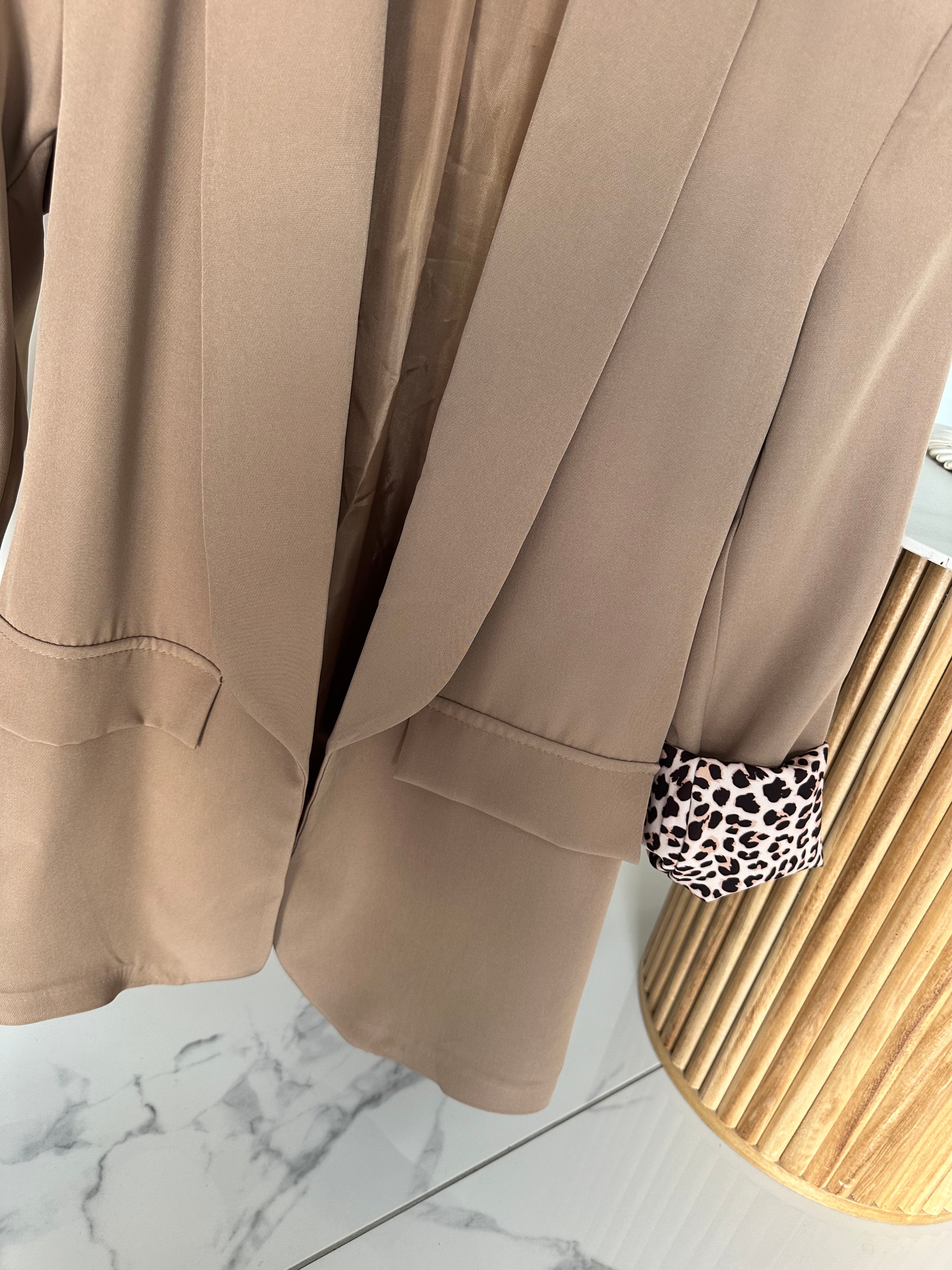Blazer camel revers léopard