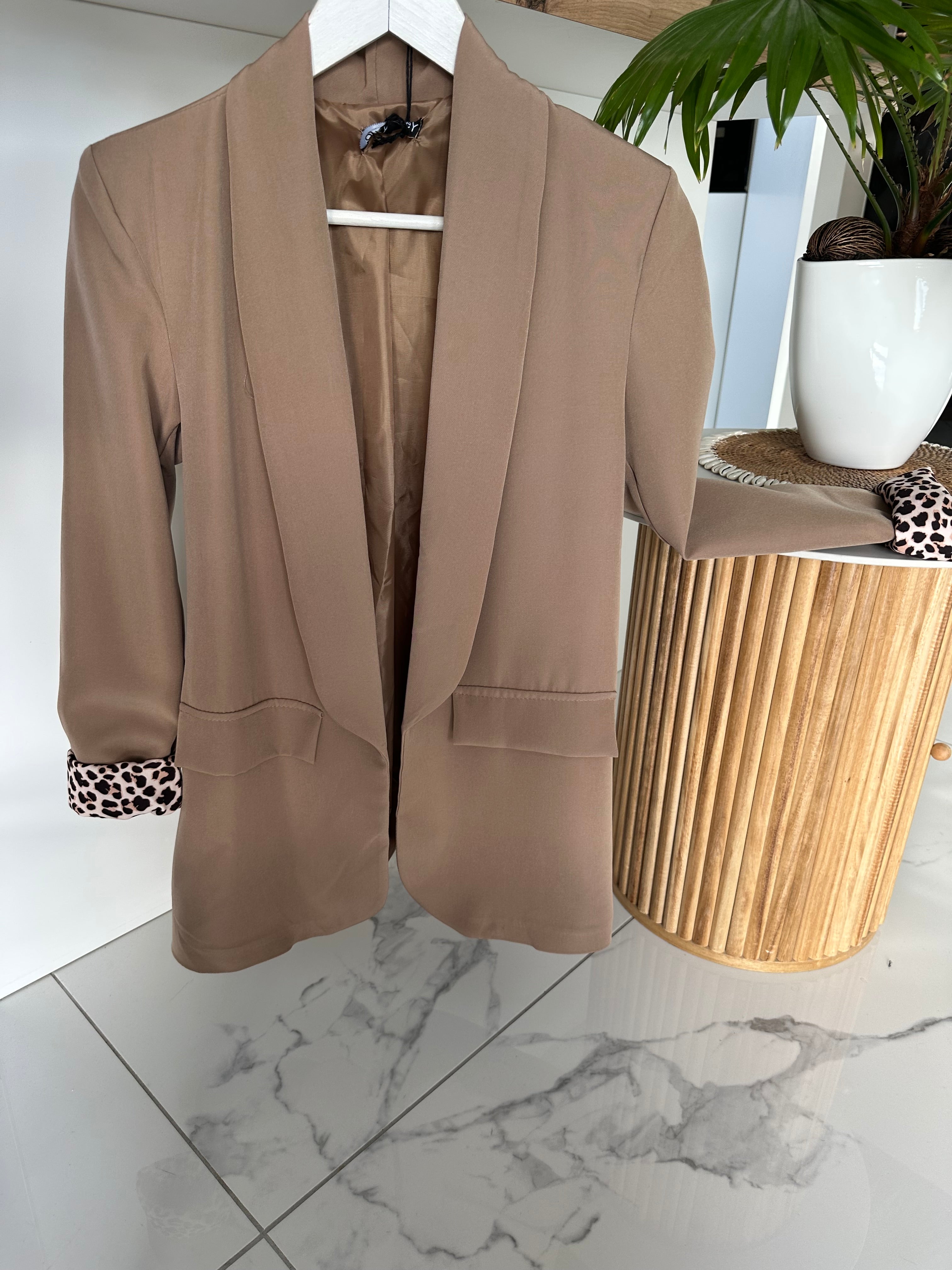Blazer camel revers léopard