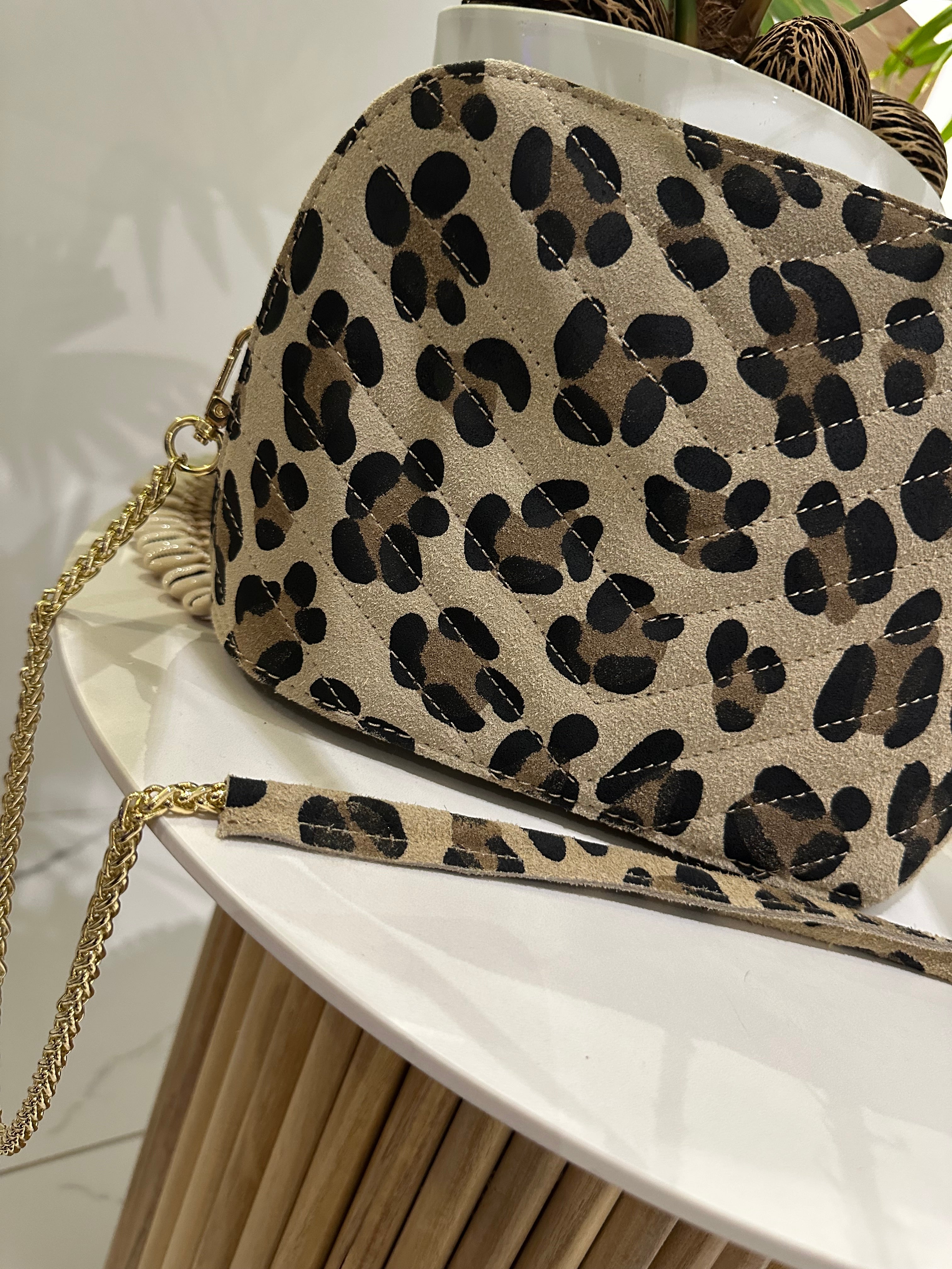 Sac à main en cuir léopard