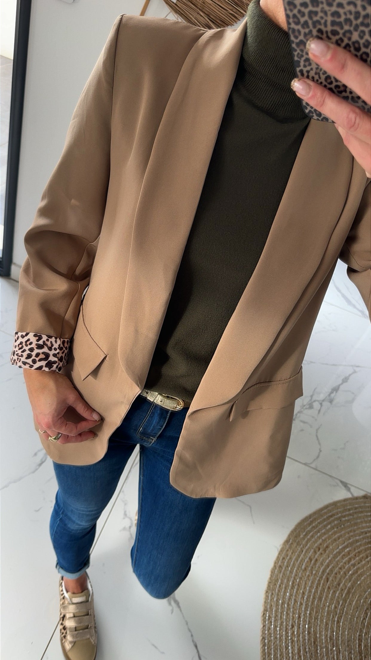 Blazer camel revers léopard