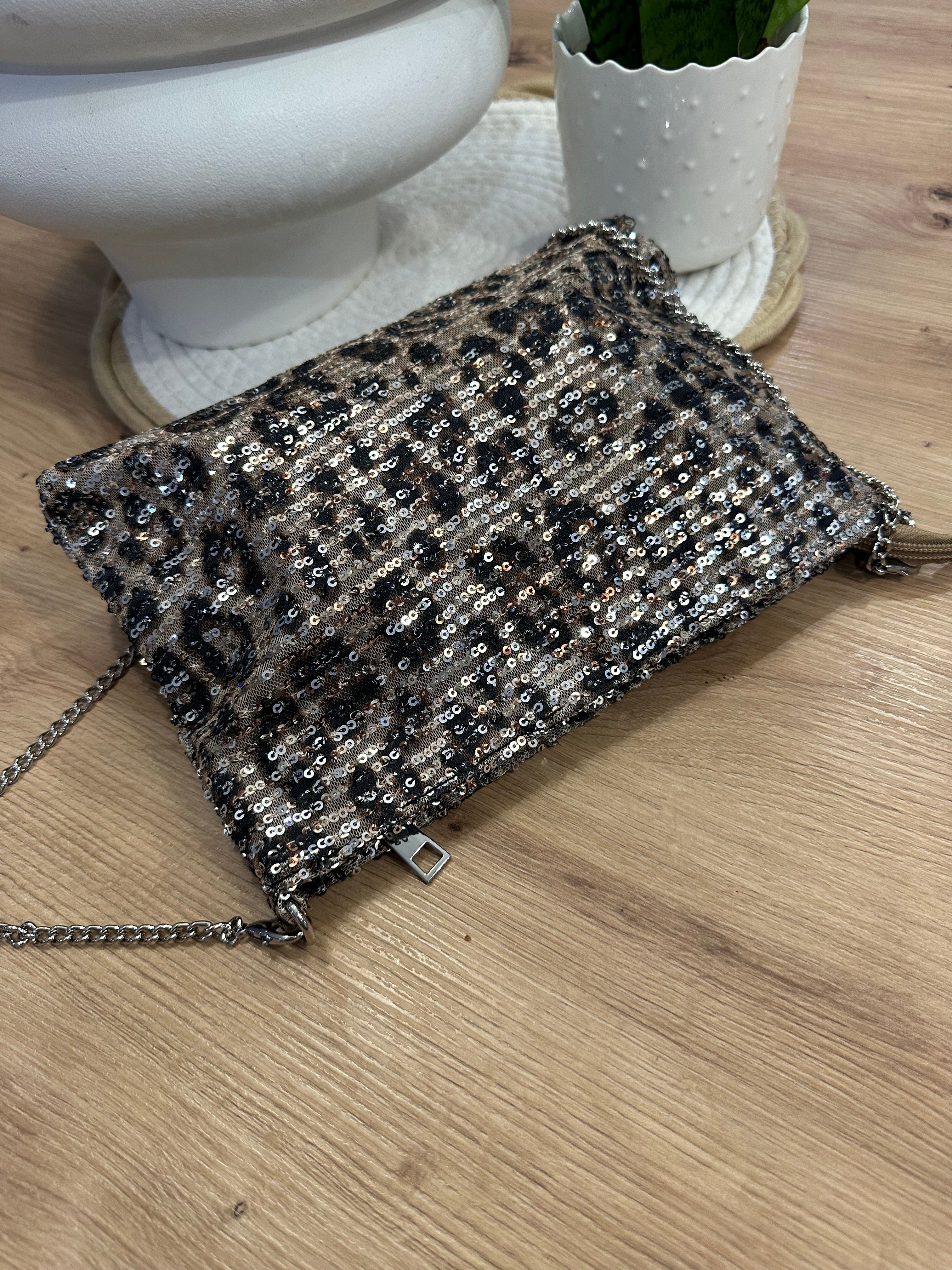 Pochette sequins léopard