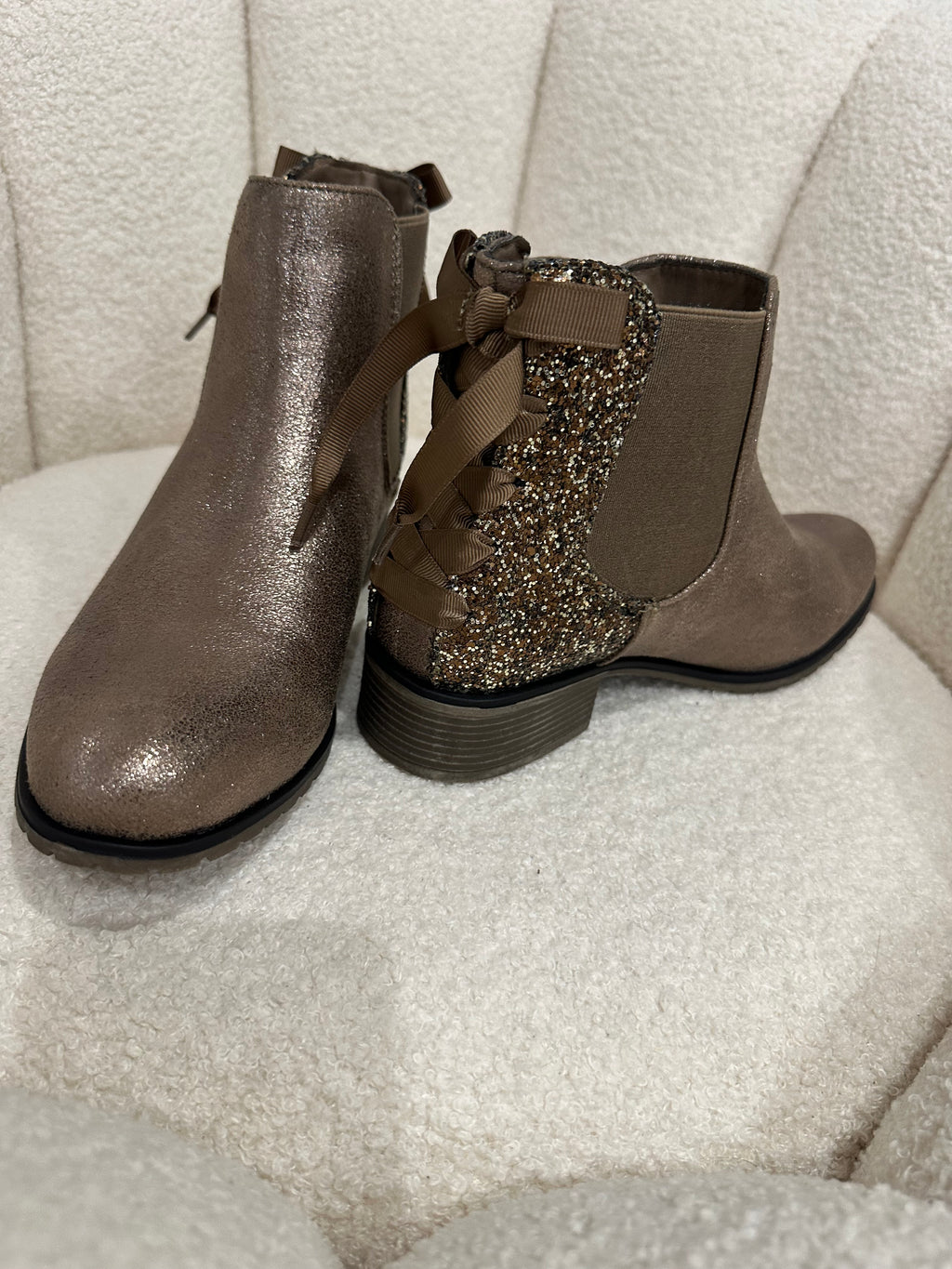 Bottines paillettes bronze