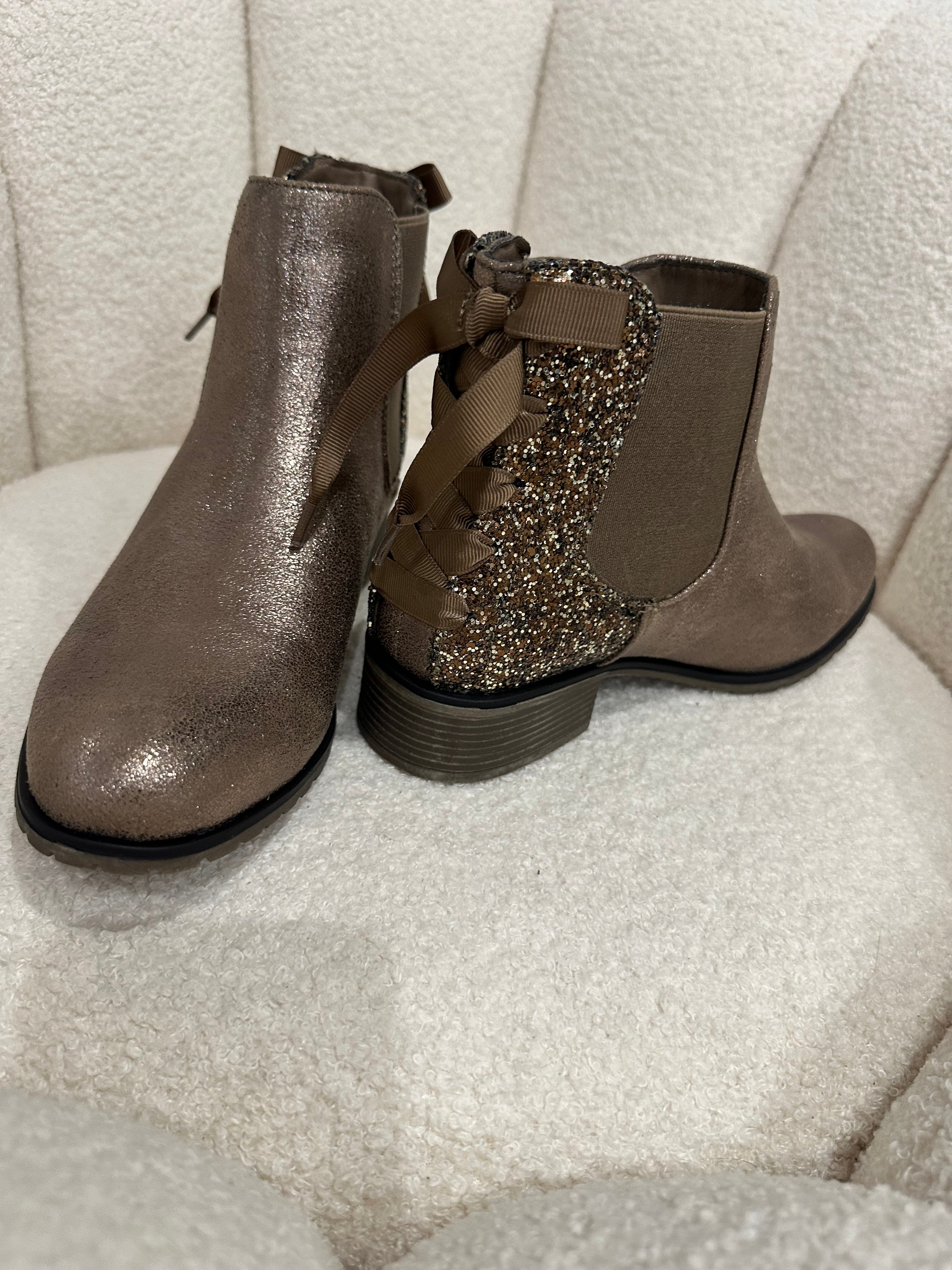 Bottines paillettes bronze