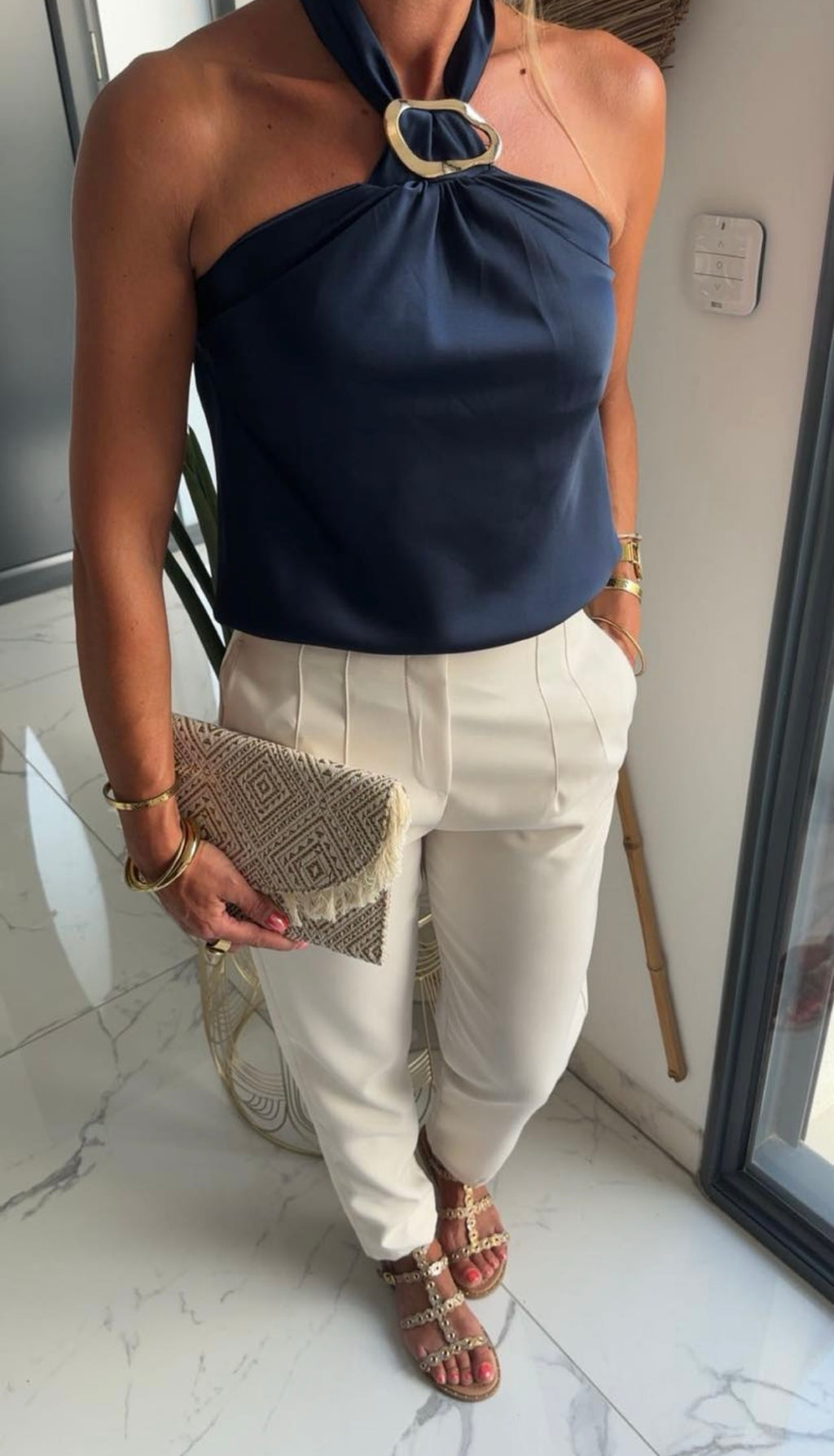 Top en satin bleu