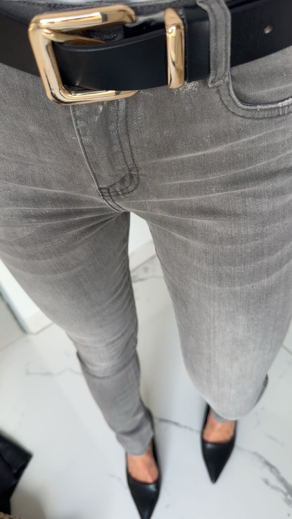 Jean slim gris pailleté