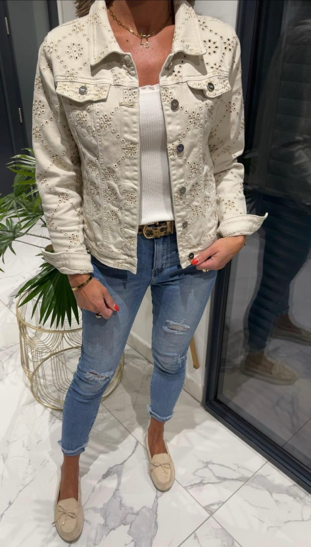 Veste en jeans beige