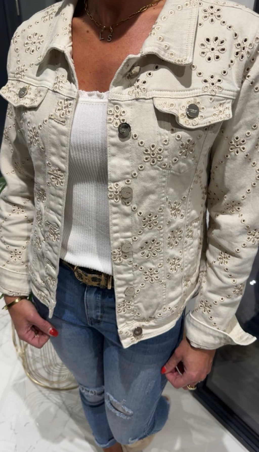 Veste en jeans beige