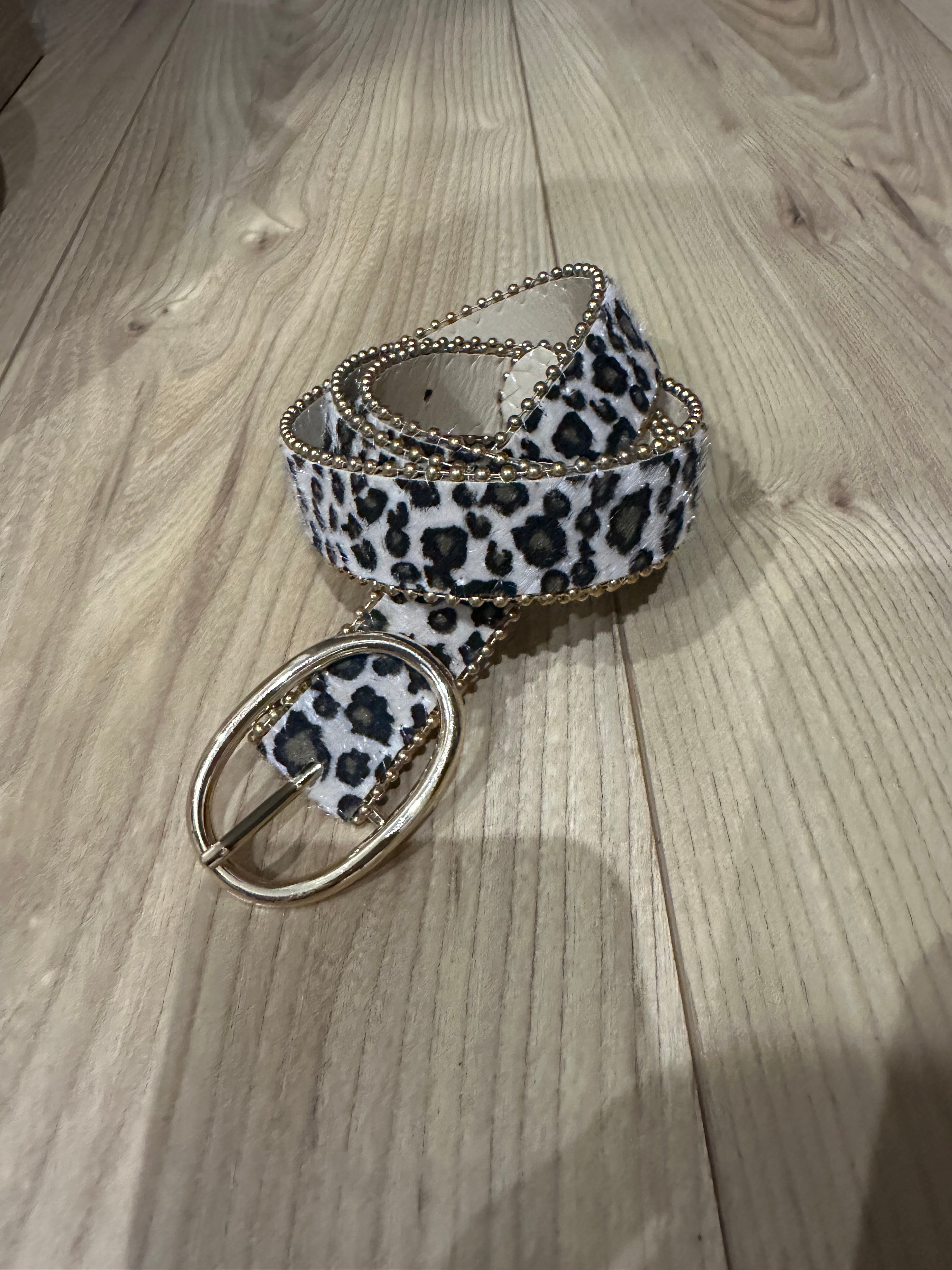 Ceinture léopard beige