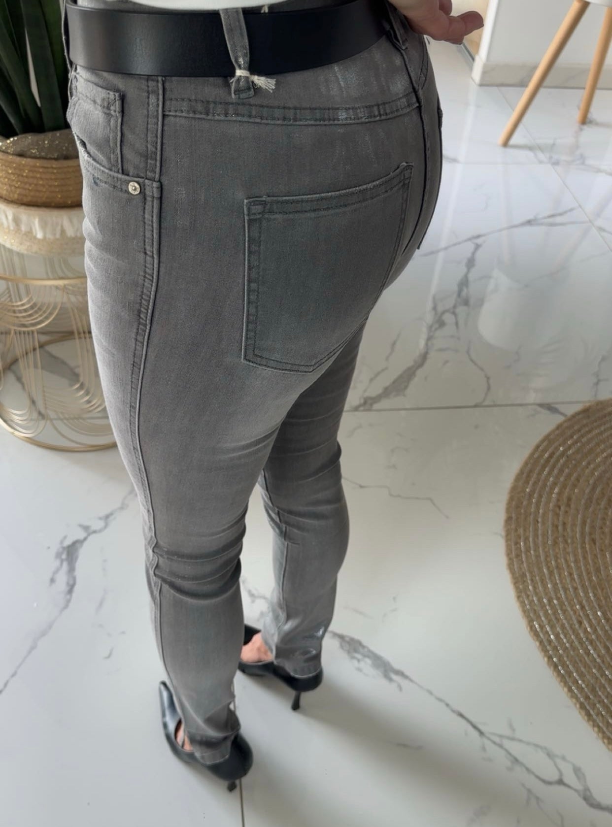 Jean slim gris pailleté