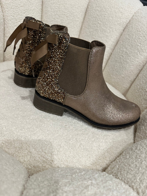 Bottines paillettes bronze